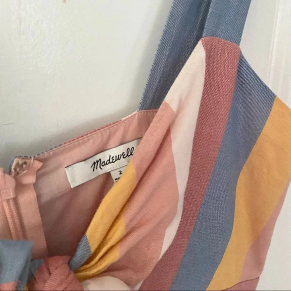 Madewell Tie Front Cut Out sherbet stripe dress - Picture 5 of 7